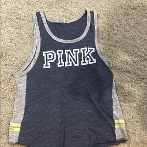 PINK Victoria's Secret Gray Tank Top with White Trim